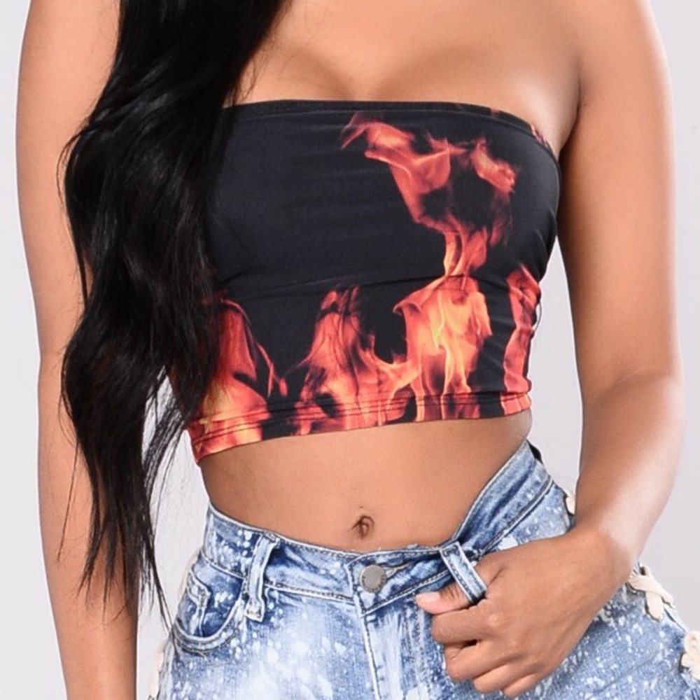 Fashion Nova Flames Tube Top